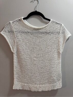 J. Crew Open-Knit Short Sleeve Sweater - White